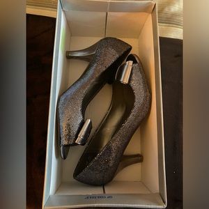 Open Toe Heels-Pewter